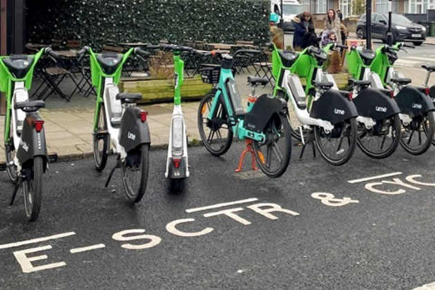 An e-bike and e-scooter bay in Wandsworth 