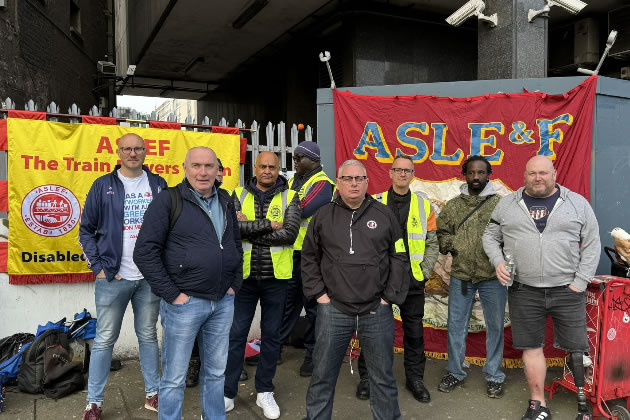 An ASLEF picket at Waterloo during the last strike.