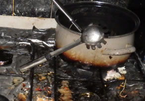 image of burned chip pan