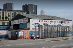 Fulham Motor Auction site by Wandsworth Bridge