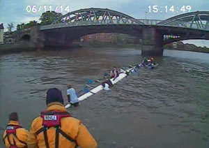 a group of rowers from Latymer Upper School, capsized in the River Thames