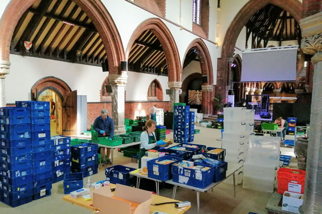 Food parcels ready for collection at St. Mark's Church