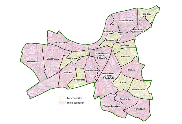 Proposed ward changes for Wandsworth