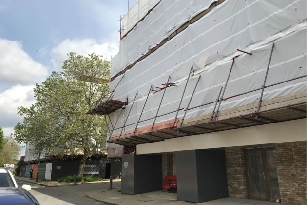 Looking down Atheldene Road where the show apartments are almost complete