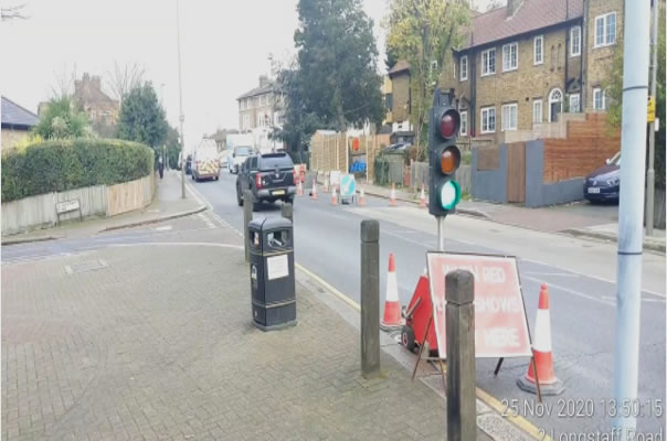 Lights put in place on Buckhold Road but no work was taking place 