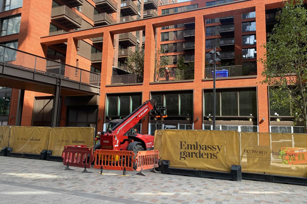 A Digger Parked Next To Flats In Nine Elms 