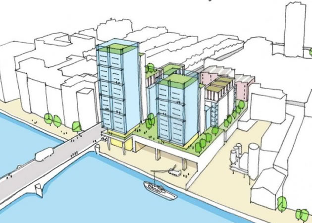 Drawing of proposed development at Fulham riverside