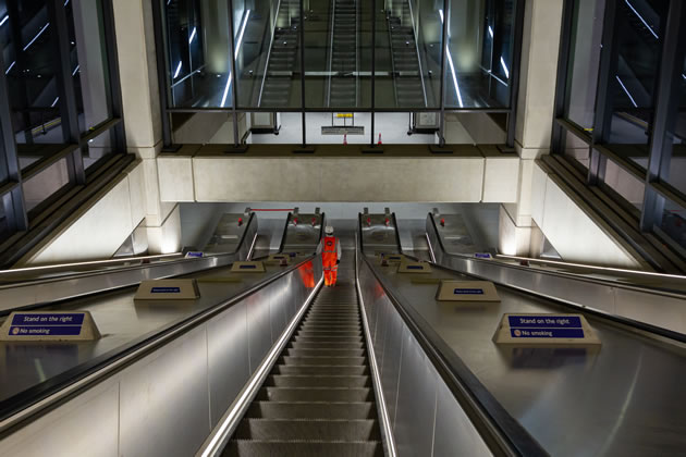 The new escalator at Nine Elms station