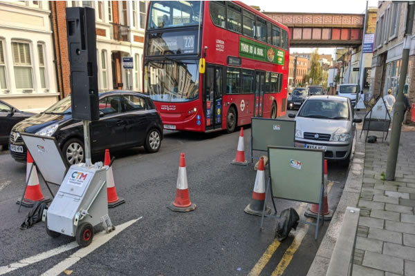 Tailbacks seen in Putney Bridge Road during the works 