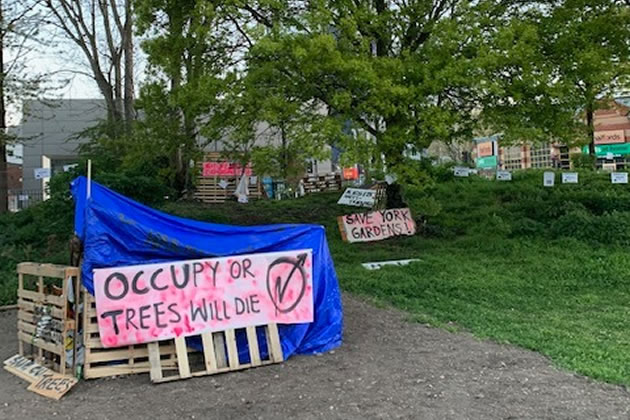 Protesters are occupying York Gardens in Battersea again